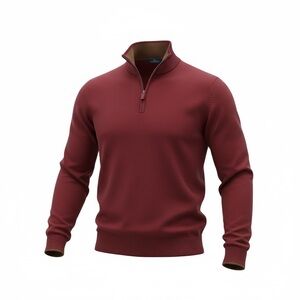 Brooks Brothers Men's Burgundy Quarter Zip Sweater
